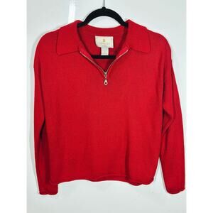VTG 90s Express Tricot Sweater Red 1/4 Zip Casual Preppy Winter Women's Size XS